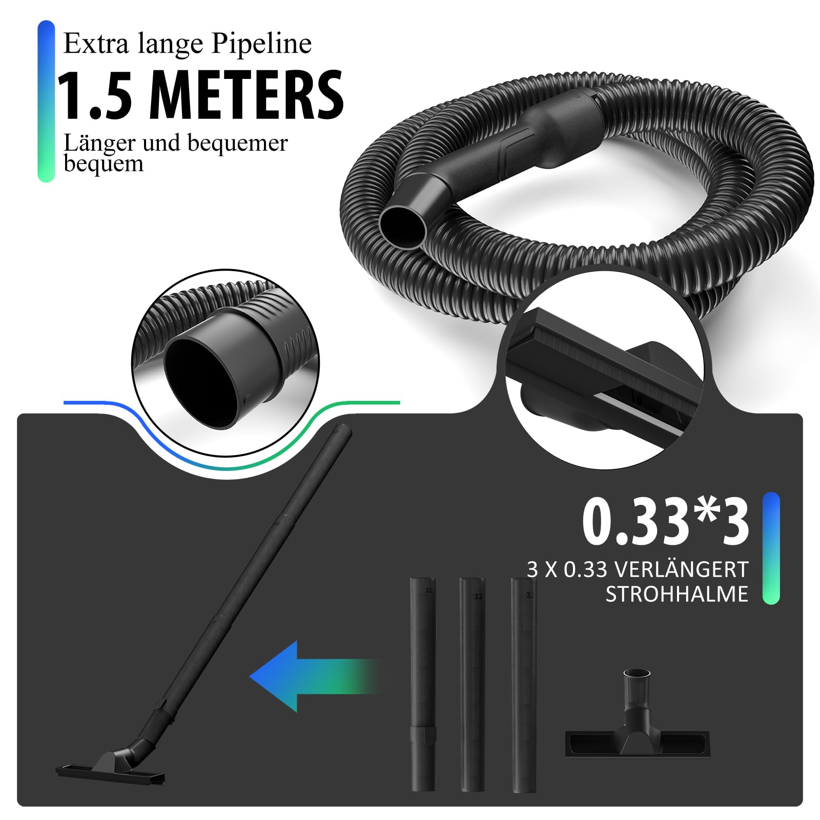 Пилосос для вологого та сухого прибирання Huini 3-в-1 16 кПа 800 Вт 15 л, фото №8