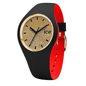 Женские часы Ice-Watch ICE loulou Gold Glitter Черные с силиконовым ремешком - Фото 1