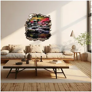 Наклейка на стіну Samunshi Японський сад Дзен Токіо 3D-отвір 70 x 70 см Різнокольорова synthetic.ua - Фото 1