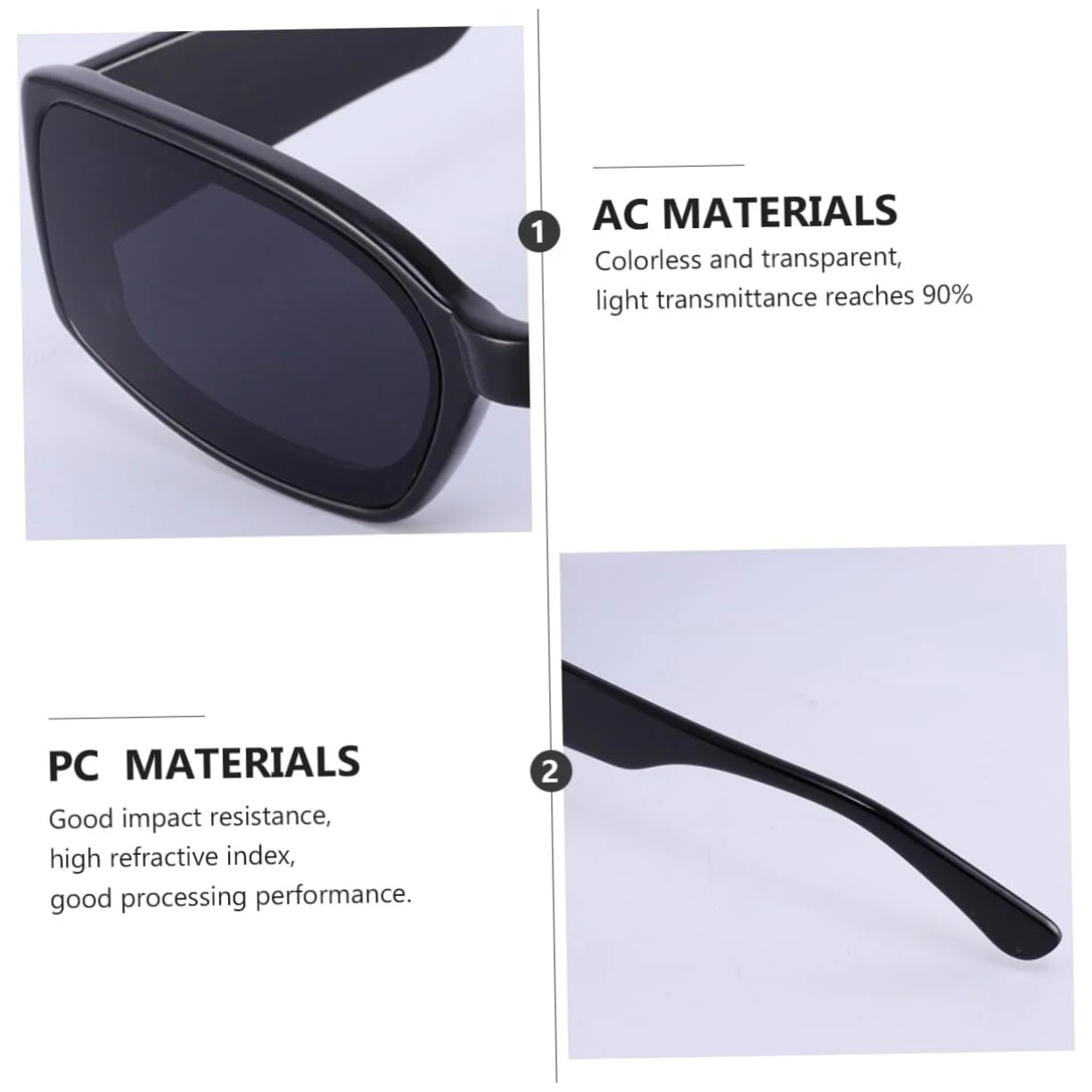 Солнцезащитные очки Квадратные Черный, набор 2 шт., фото №2