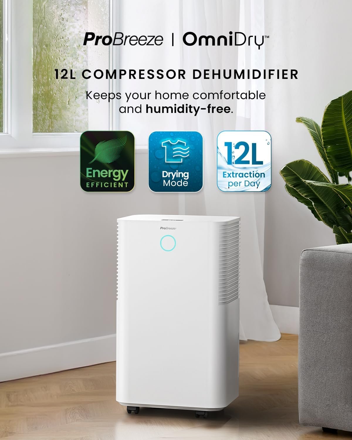 Осушитель воздуха ProBreeze PB-18 12 л/сутки Белый, фото №2