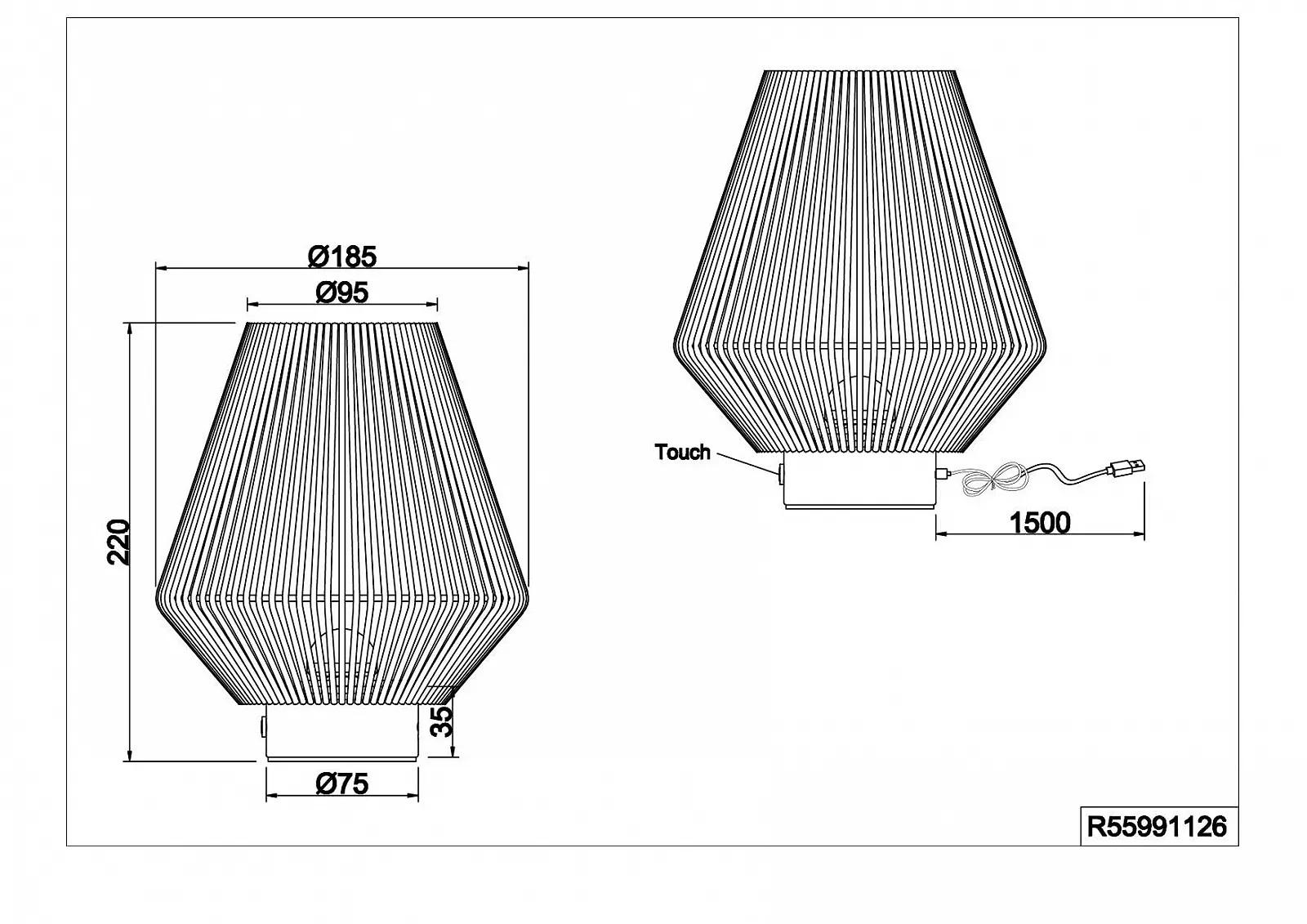 Настільна лампа Reality Leuchten Lira R55991126 LED Battery 1.5 Вт 4x Touch Black Matt Brown, фото №7