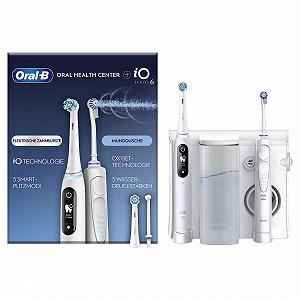Ирригатор Oral-B Oral Health Center с технологией Oxyjet для чистки зубов, 2 сменные насадки и электрическая зубная щетка iO Series 6, 2 сменные щетки, 5 режимов для ухода за зубами, белый - Фото 1