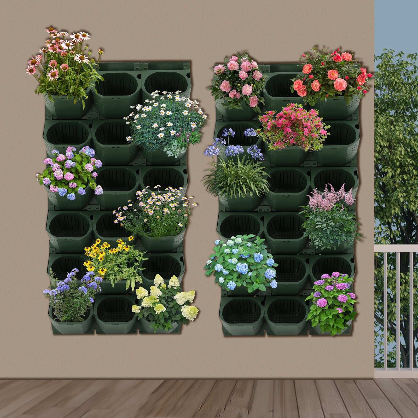 Вертикальне настінне кашпо 36 кишень PP Оливковий, фото №2 Вертикальне настінне кашпо 36 кишень PP Оливковий, фото №2