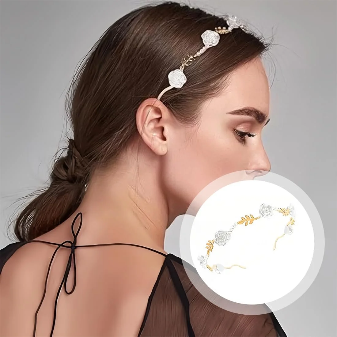 Обруч для волосся з трояндами та перлами, 2 шт, фото №3