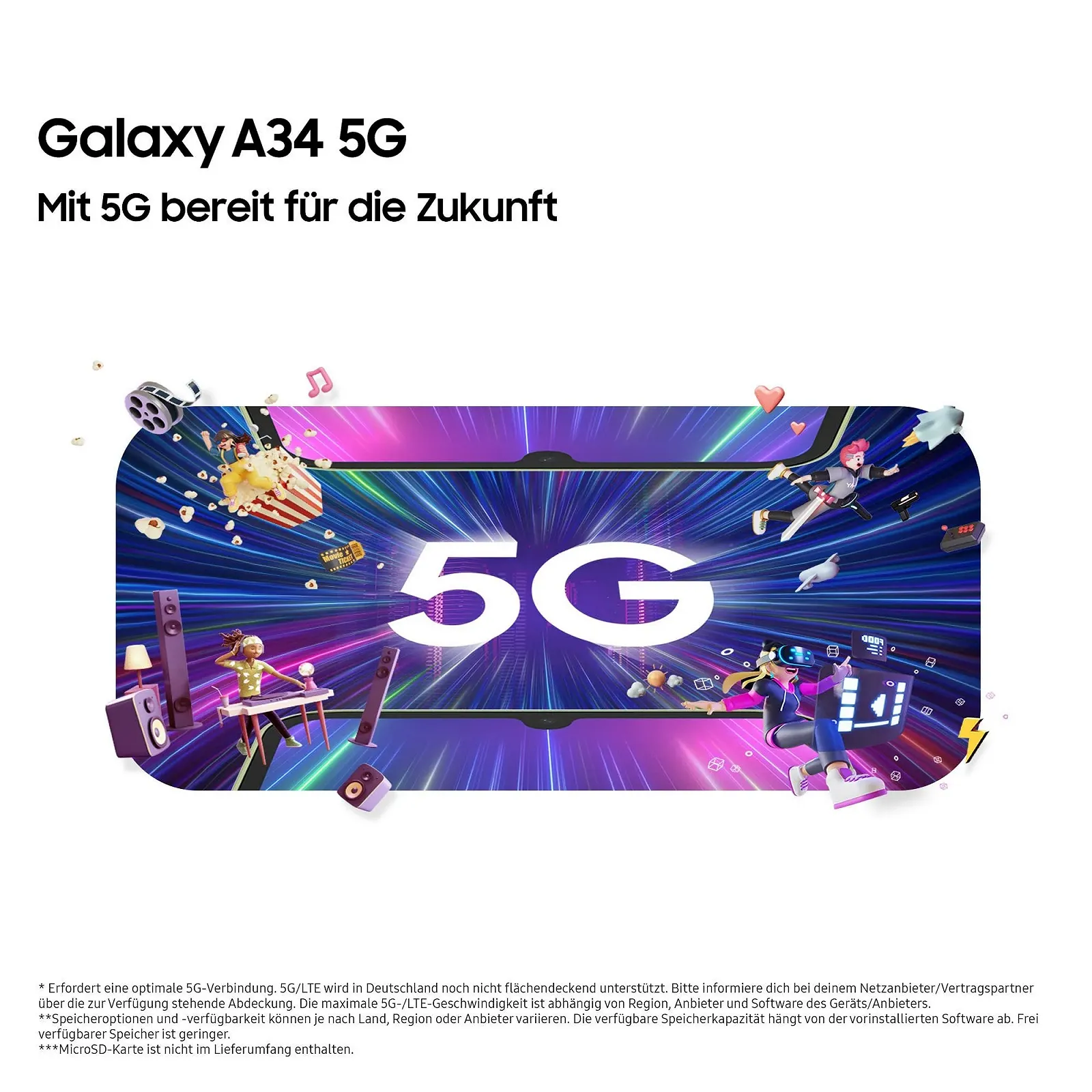 Смартфон Samsung Galaxy A34 5G 6.6" 128GB 6GB RAM 5000mAh Awesome Graphite, фото №4