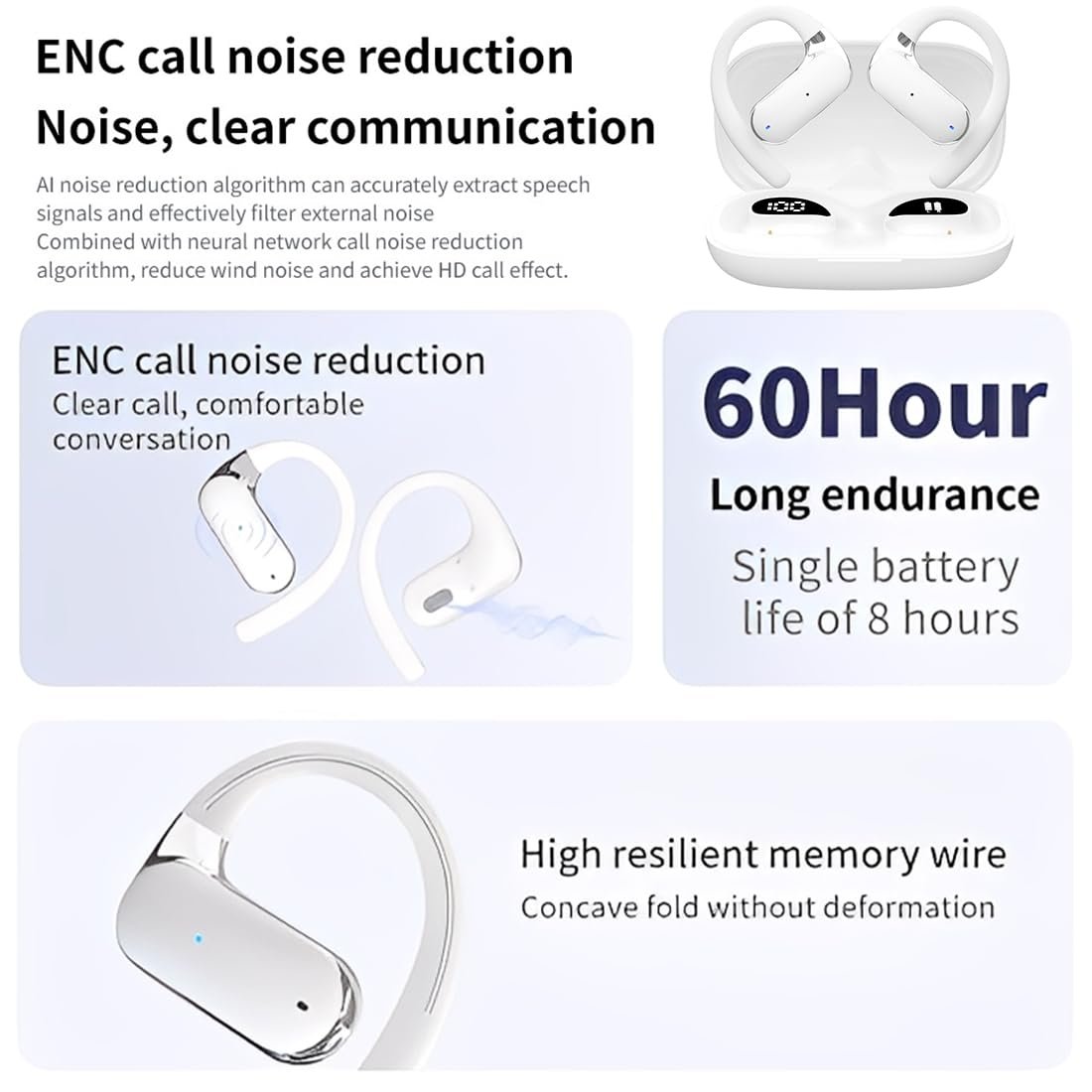Наушники-переводчики ki, наушники для перевода и BT5.4, 133 языка, в реальном времени, Bluetooth-наушники, подключай и используй, IPX7 Белый, 1 штука, фото №3 Наушники-переводчики ki, наушники для перевода и BT5.4, 133 языка, в реальном времени, Bluetooth-наушники, подключай и используй, IPX7 Белый, 1 штука, фото №3