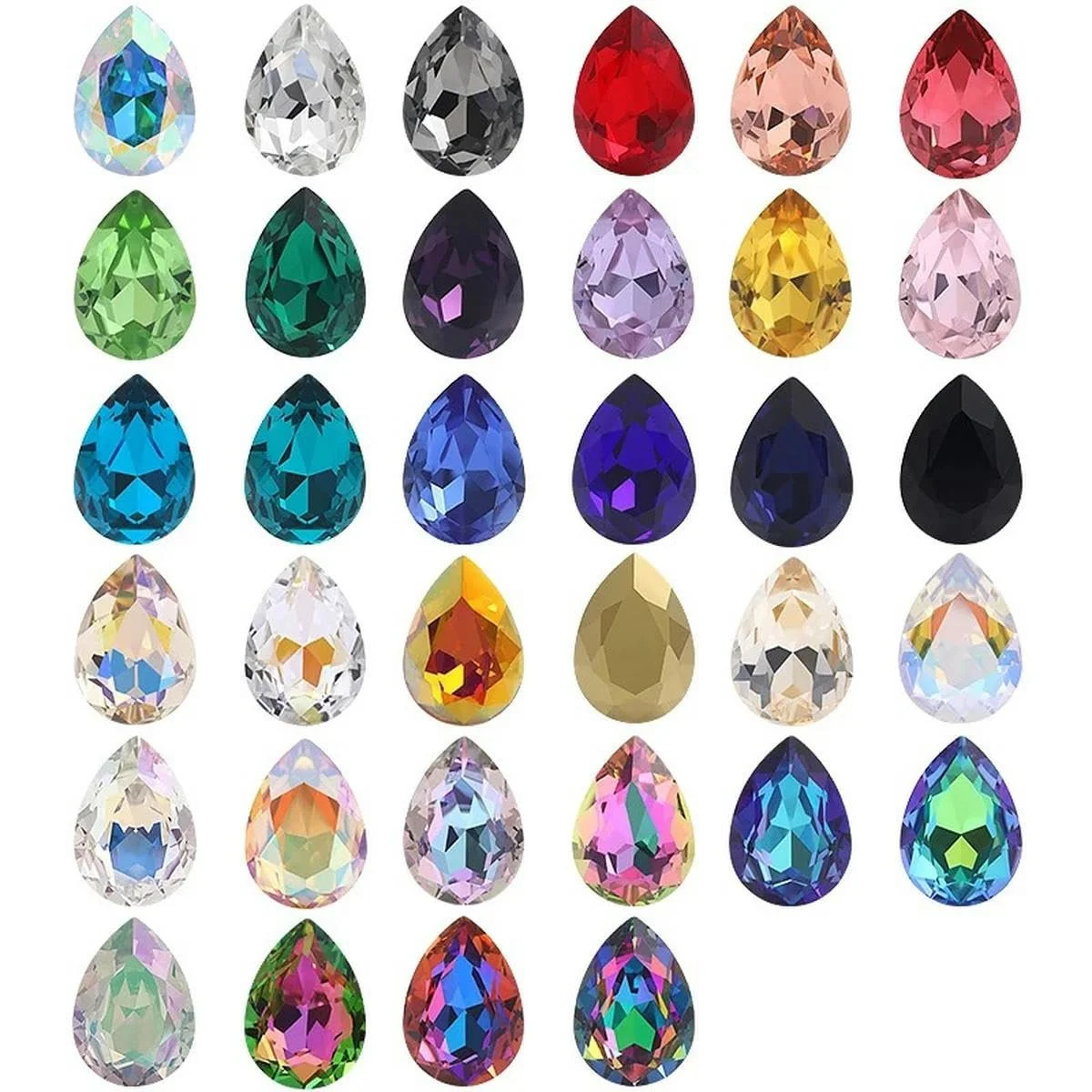 Кришталеві блискітки різних розмірів, блискучі перлини, фіолетовий, 13 x 18 мм, 24 шт, фото №3