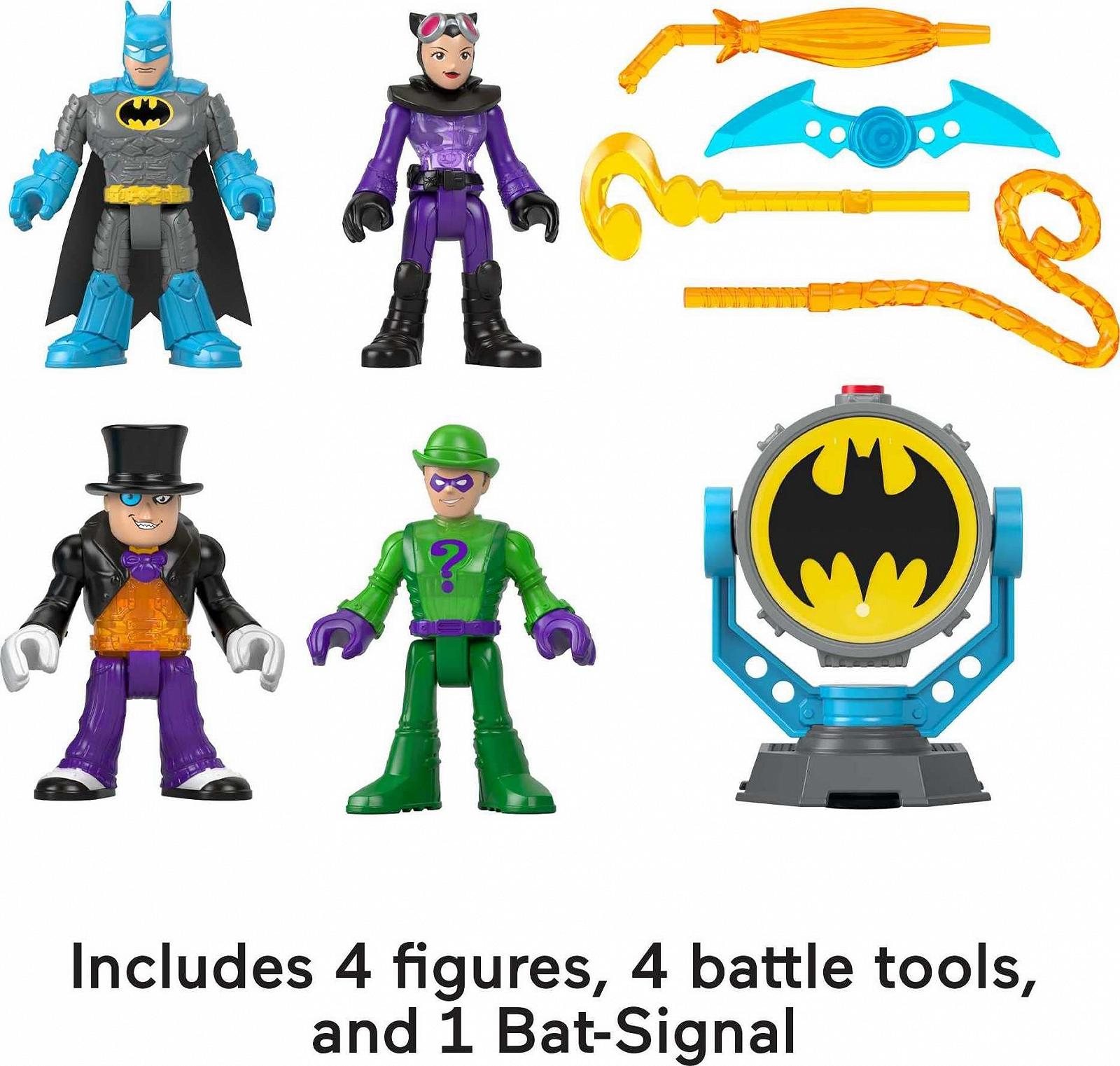 Фігурки IMAGINEXT DC Super Friends Bat-Tech Bat-Signal Мультипак Бетмен, Загадочник, Жінка-кішка та Пінгвін, фото №6