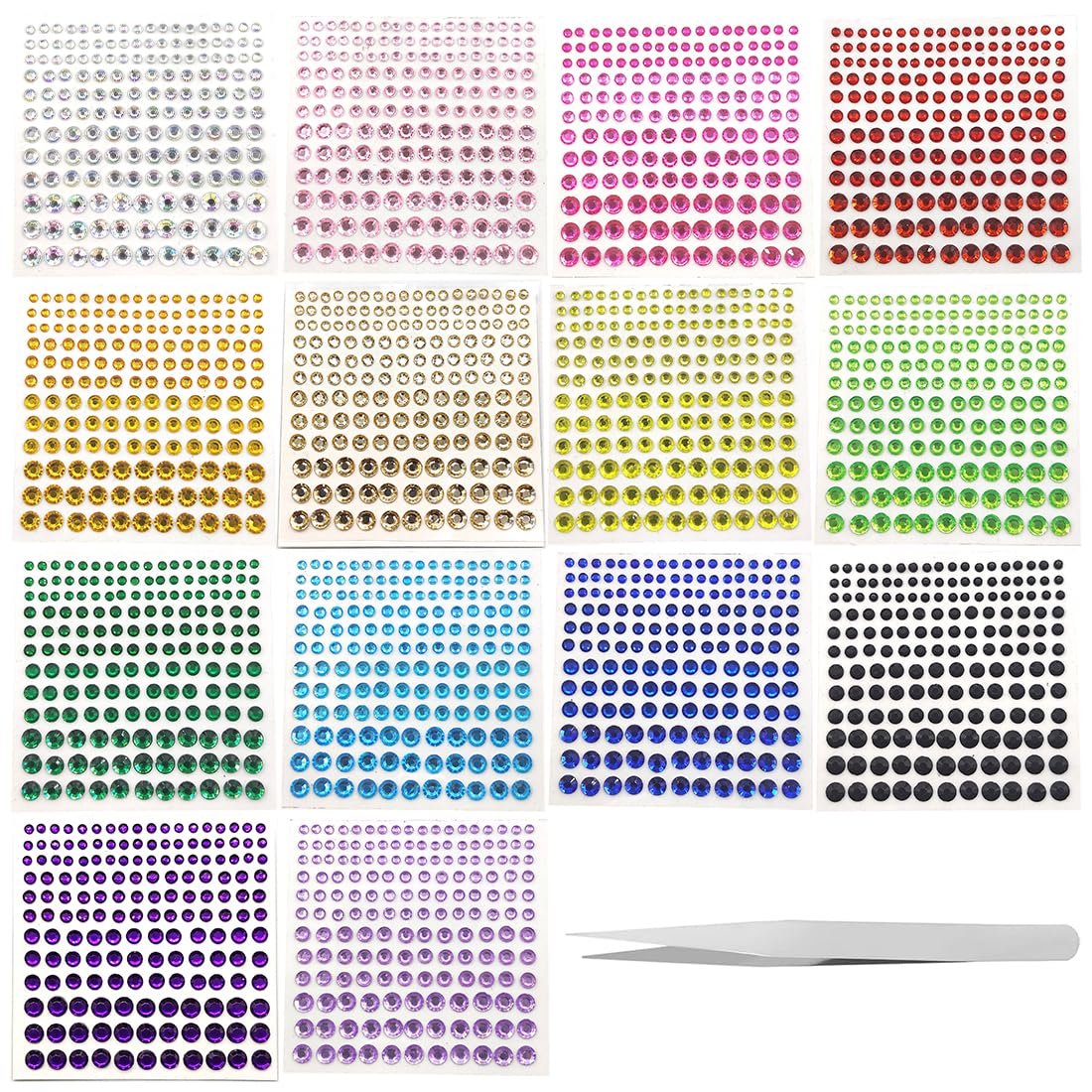 Стрази Самоклеючі YOYEAH 2184 шт14 кольорів, фото №1