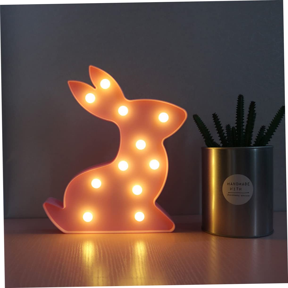 Ночник Housoutil 2 x Marquee Bedside Lamp Rabbit LED Декоративная Светодиодная Лампа Кролик Розовая, фото №2