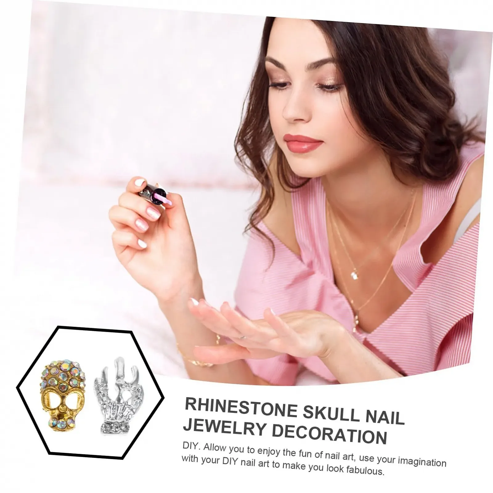 Подвески для ногтей Ipetboom 40 шт. со стразами, ювелирные изделия для ногтей в виде скелетов для творческого дизайна ногтей, идеально подходят для украшений в стиле Хэллоуин или готики, фото №9