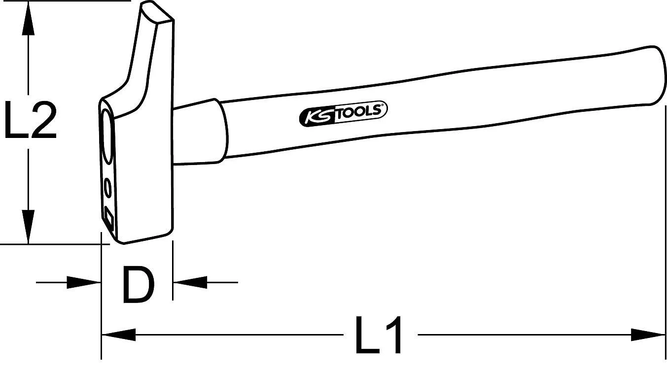 Молоток-обценьки KS Tools 142.2020 200 г ручка з ясена, фото №3