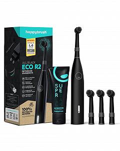 Електрична зубна щітка happybrush Eco R2 3 змінні насадки та зубна паста Black - Фото 1