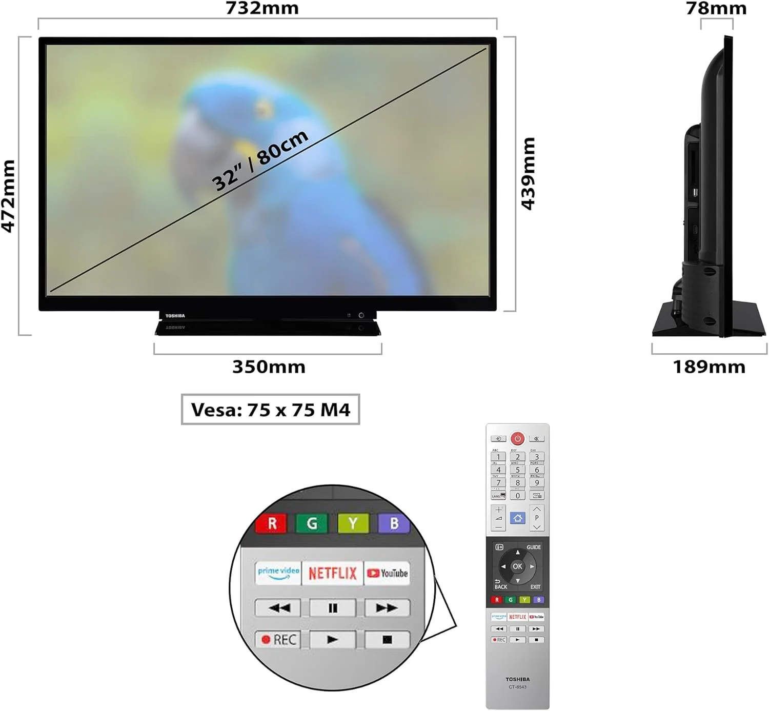 Телевізор 32" Toshiba 32L3163DG / Full HD / 60 Гц / LCD / Smart TV / Wi-Fi / T2, фото №5