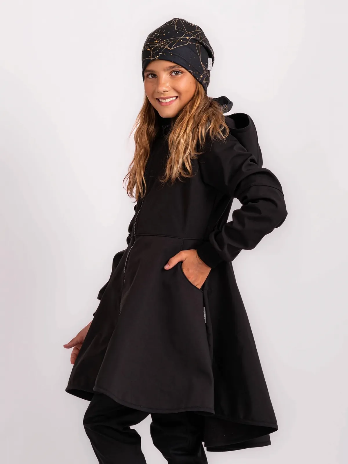 Пальто Softshell для девочек Unuo Romantico с флисом Черный, фото №3