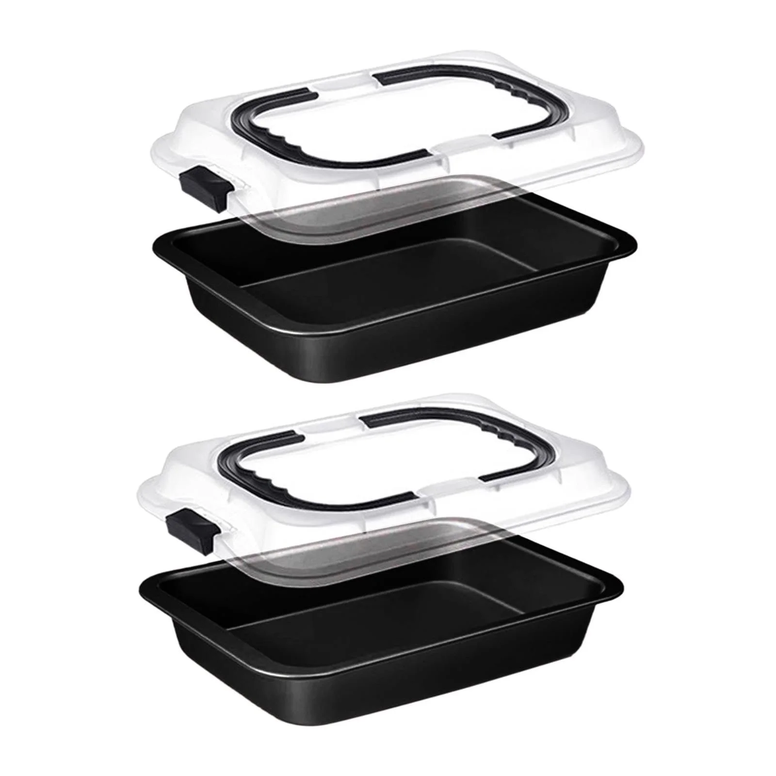 Набор форм для выпечки 2 предмета с крышкой и ручкой Прямоугольный Антипригарный Для переноски тортов Черный, фото №1