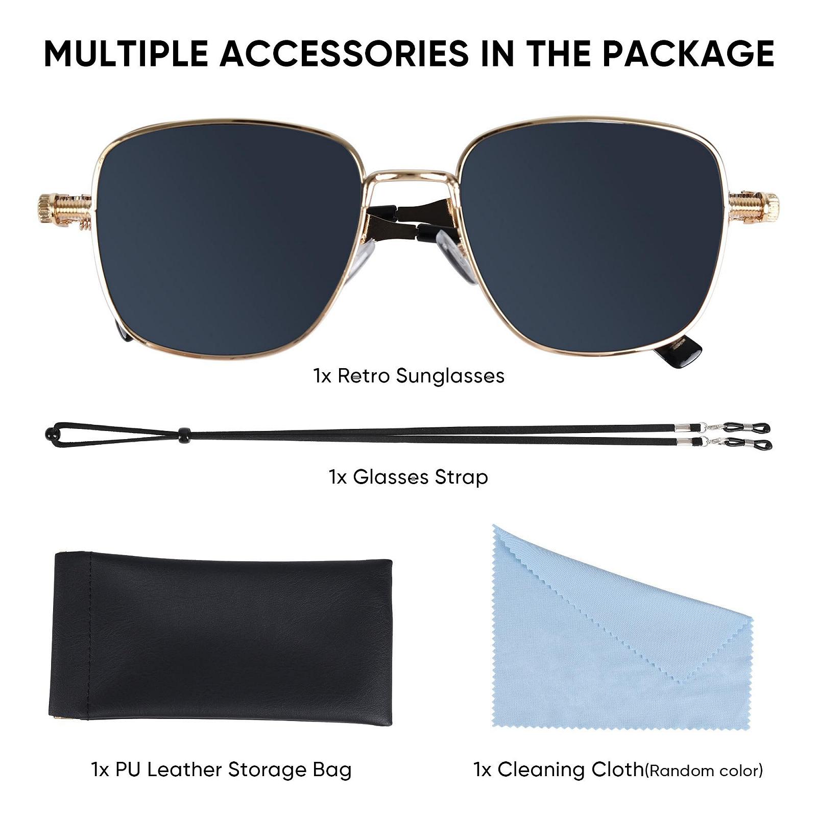 Сонцезахисні окуляри Steampunk MEGAVOW Ретро Квадратні Поляризовані, фото №6