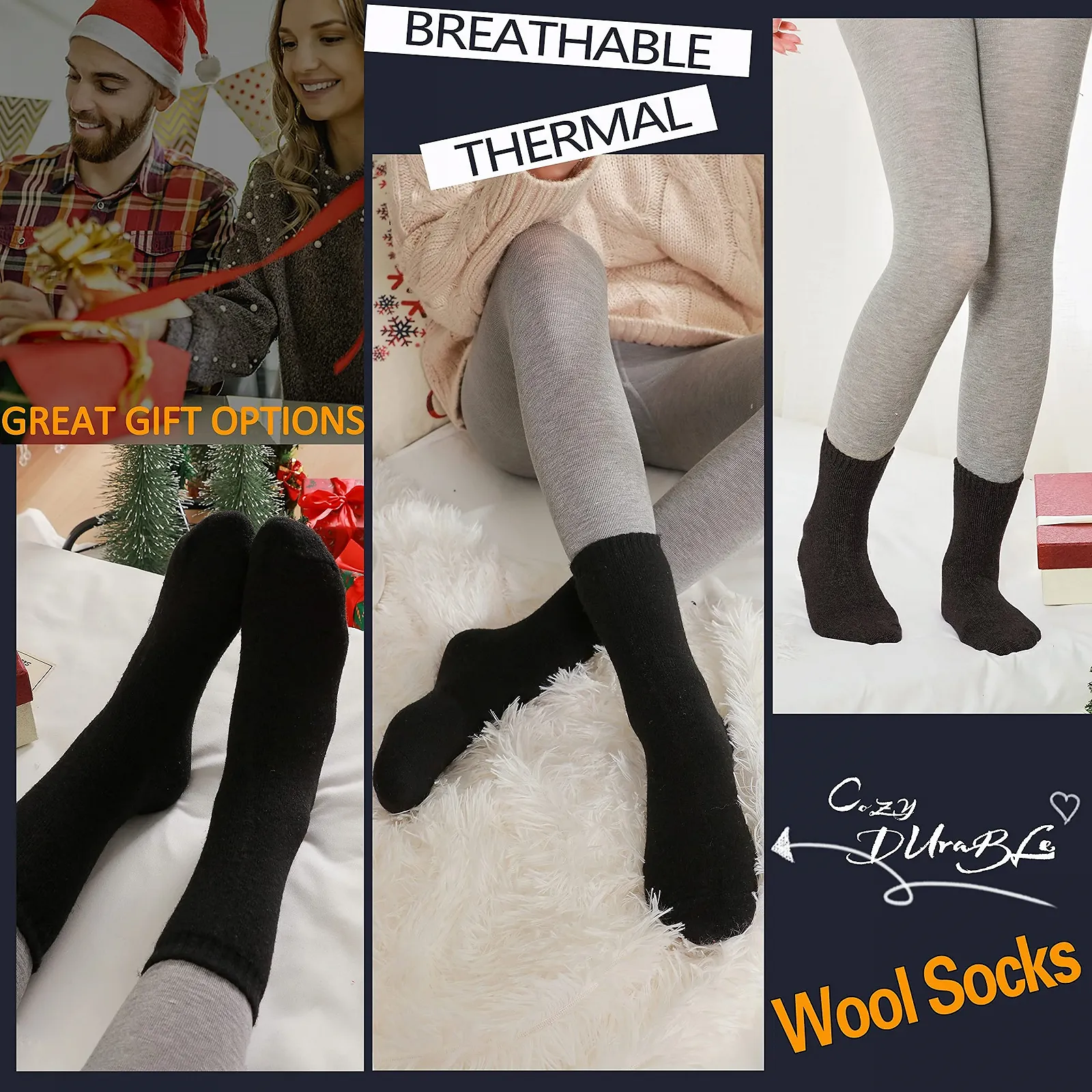 Женские носки из шерсти мериноса PROETRADE Термоноски Теплые толстые носки для походов Дышащие шерстяные носки Подарки Зимние носки 5 пар, фото №2