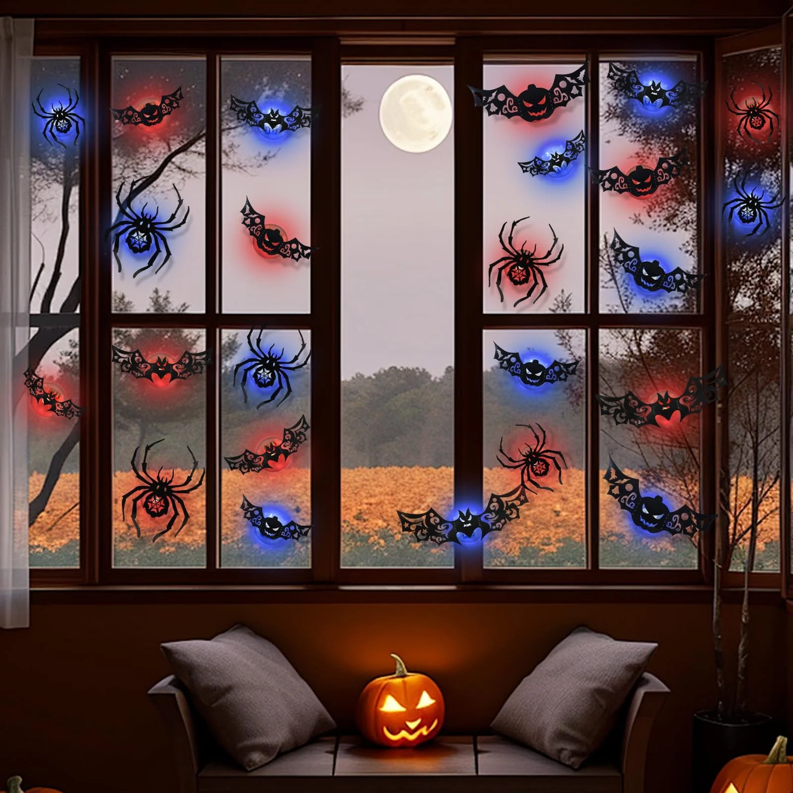 Наклейки на стіну Halloween LED 3D Bats Spider Window Decoration DIY Набір 24 шт., фото №4 Наклейки на стіну Halloween LED 3D Bats Spider Window Decoration DIY Набір 24 шт., фото №4