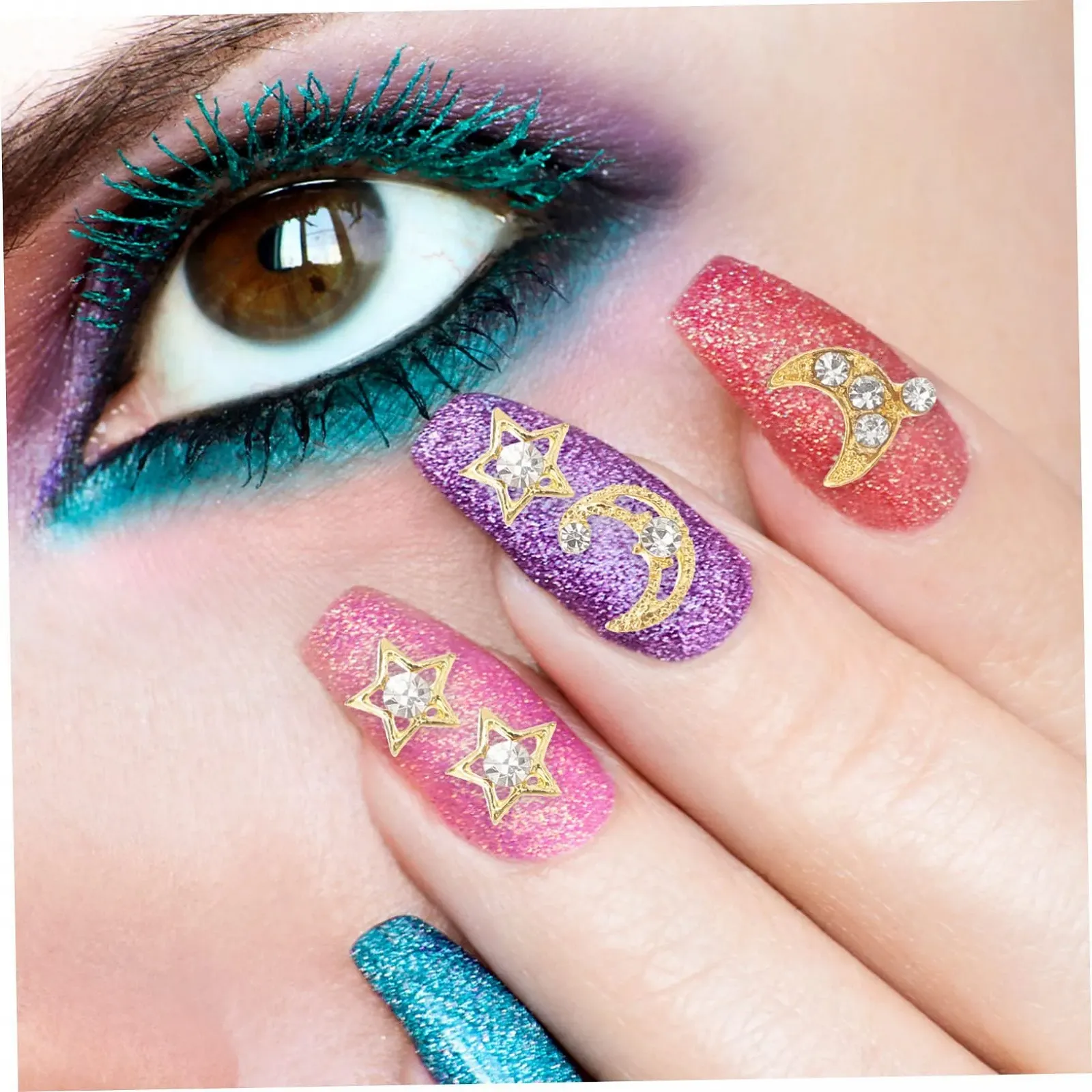 Подвески для ногтей Металл Луна Звезда, 30 шт, фото №5