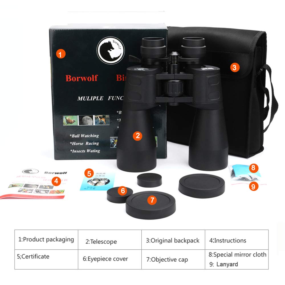 Бінокль BORWOLF High Magnification HD Professional Zoom 10-48х100 10-380 Telescope Night Vision, фото №7