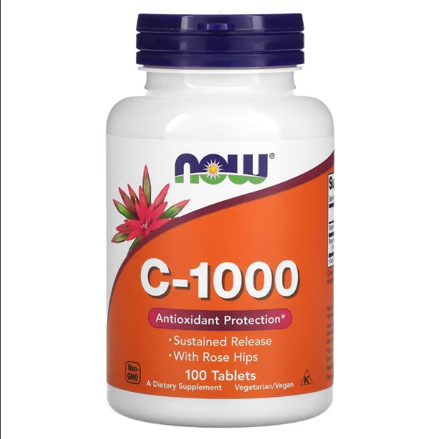 Витамин C NOW Foods Vitamin C-1000 with Rose Hips SR 100 Tabs, фото №1