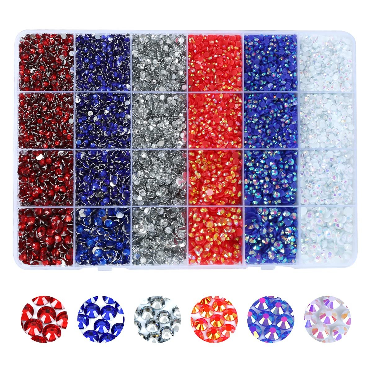 Стрази Плоскі Клейові Різнокольорові 3мм/4мм/5мм, 21000 шт., фото №1