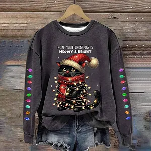 Женский Рождественский Свитшот Nuaoxyeu Santa Head, с круглым вырезом, без капюшона, утепленный флисом, классический synthetic.ua - Фото 1