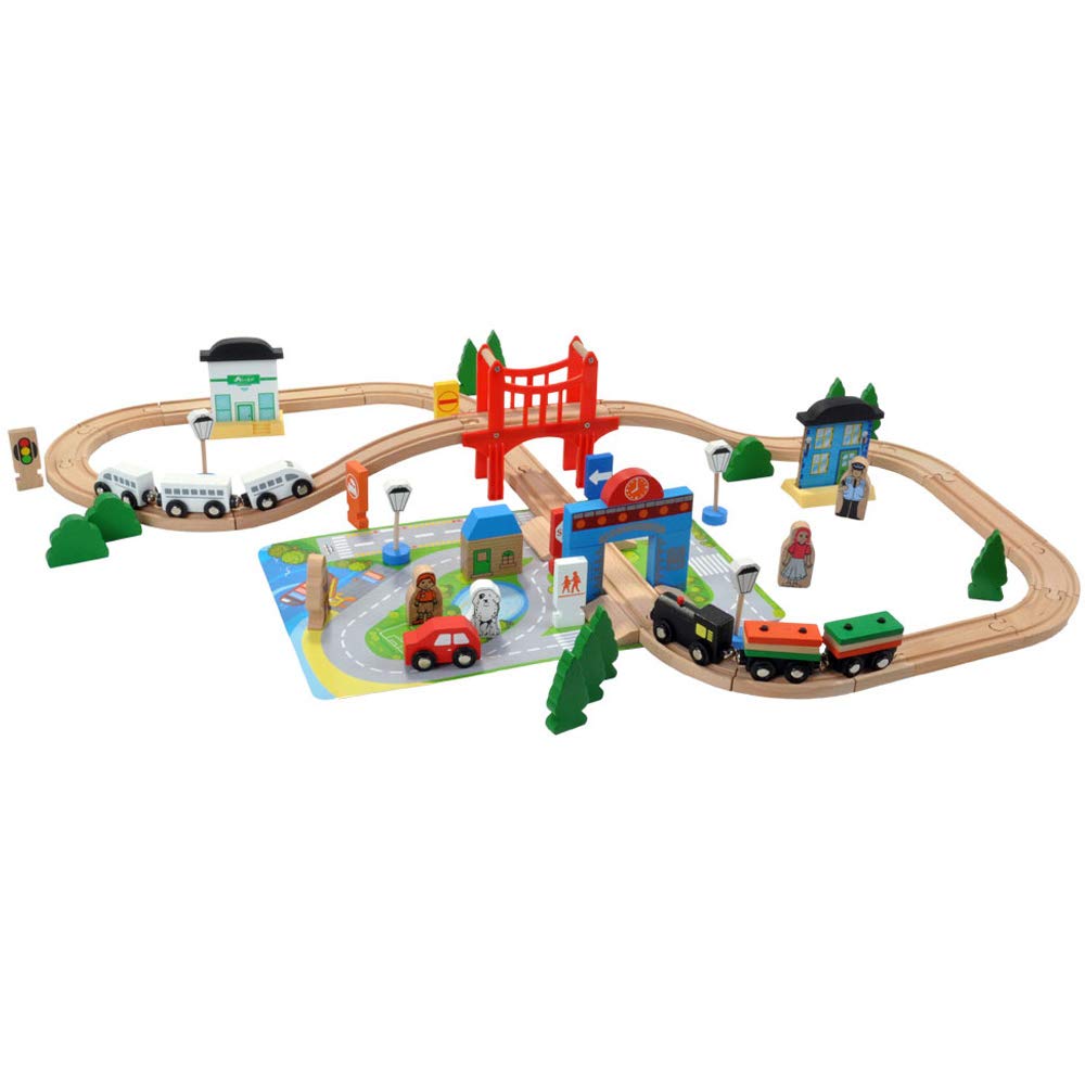 Дерев'яна залізниця Bandits & Angels Woodtoys 80 елементів Натуральний, фото №1 Дерев'яна залізниця Bandits & Angels Woodtoys 80 елементів Натуральний, фото №1