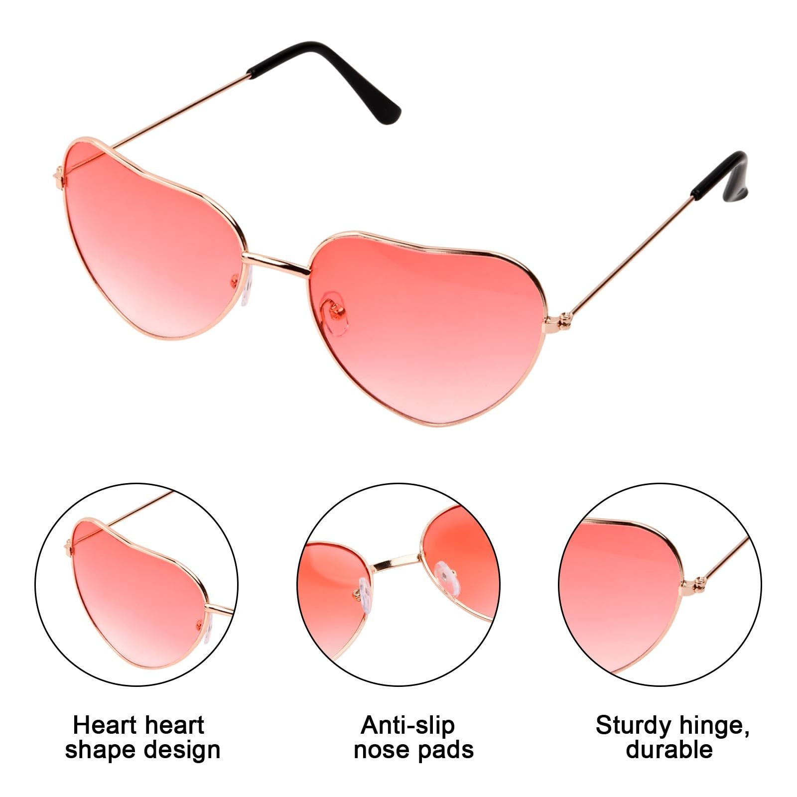 Сонцезахисні окуляри Pinsheng У формі серця Рожеве золото, 3 пари + чохол, фото №4 Сонцезахисні окуляри Pinsheng У формі серця Рожеве золото, 3 пари + чохол, фото №4