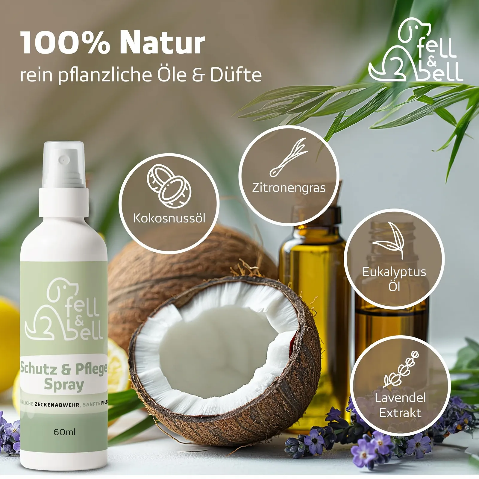 Нашийник проти кліщів fell&bell Silicone & Coconut Oil Spray 60 мл Chemical-Free, фото №3