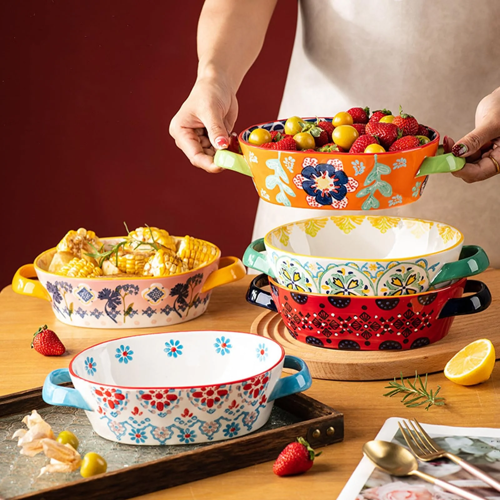 Форма для запекания керамическая 24 унции Розовая, фото №3