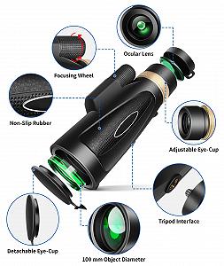 Телеоб'єктив монокуляр 80x100 з адаптером для смартфона та штативом з великим полем зору BAK4 synthetic.ua - Фото 1