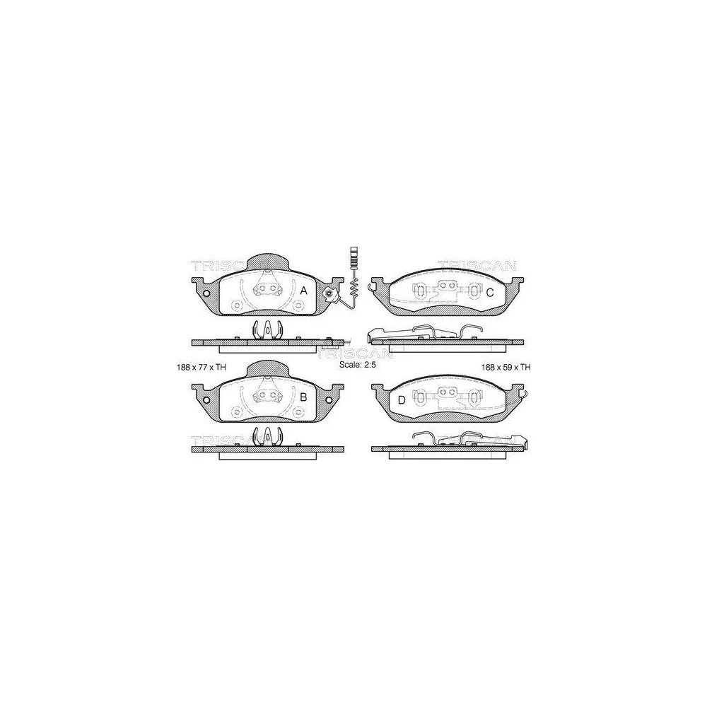 Комплект гальмівних колодок, дискове гальмо TRISCAN 8110 23028 для MERCEDES-BENZ передній міст, фото №1 Комплект гальмівних колодок, дискове гальмо TRISCAN 8110 23028 для MERCEDES-BENZ передній міст, фото №1