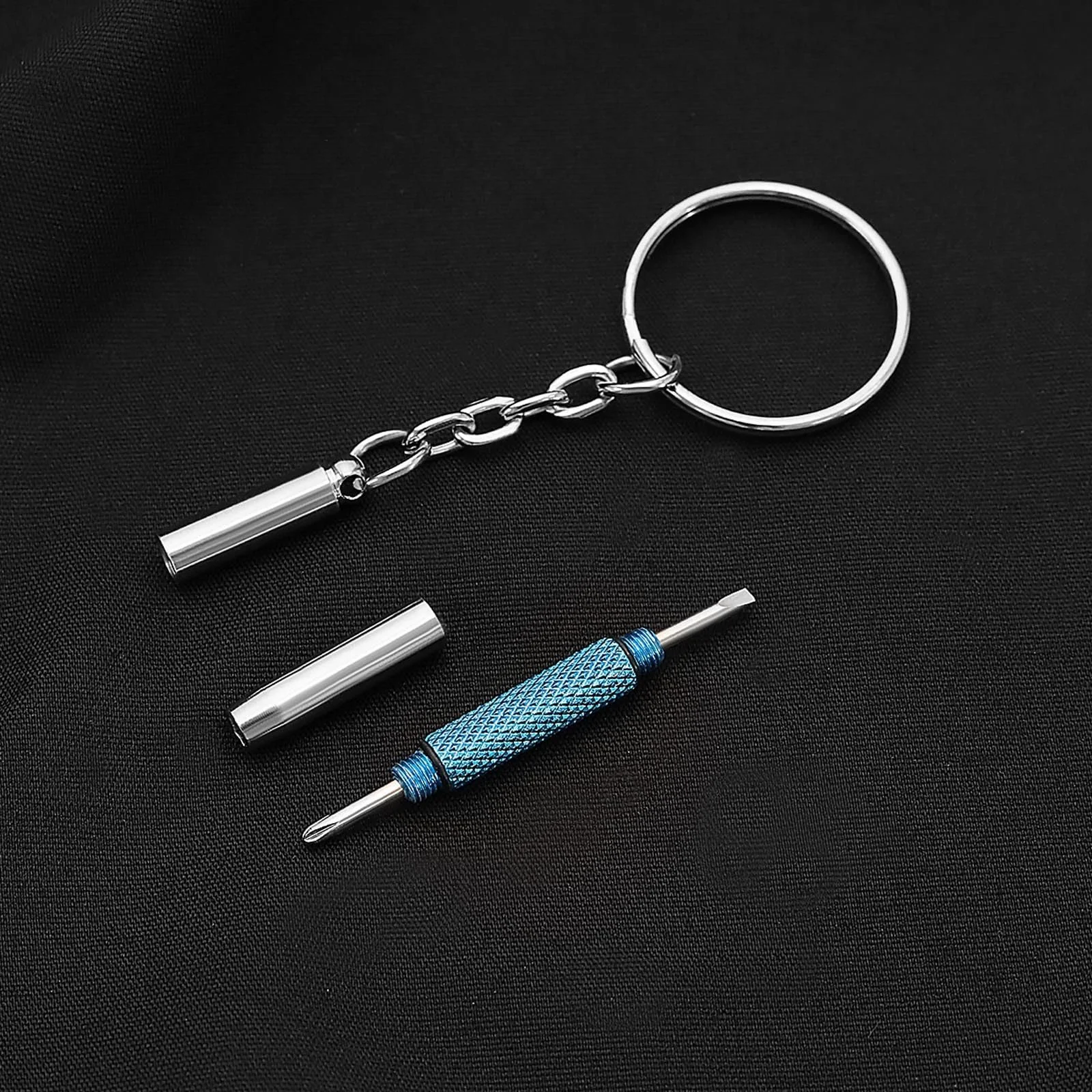 Набір Victoria Pack of 10 Mini Glasses Screwdriver 3-в-1 Комплект для ремонту окулярів Кільце з ключем Міні інструмент Сріблястий Синій, фото №6