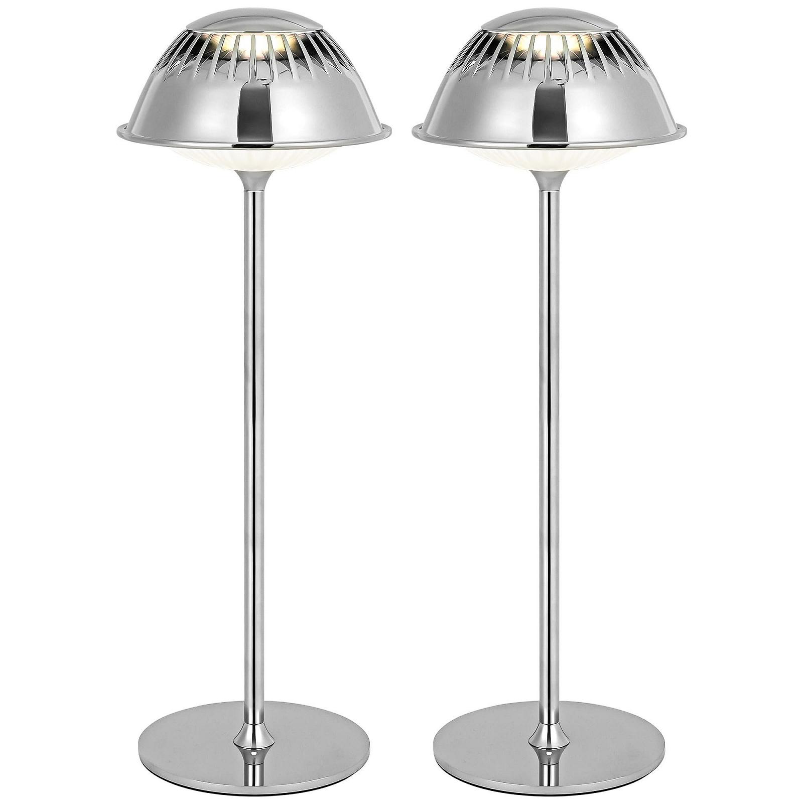 Настільна лампа LED бездротова сенсорна регульована яскравість водонепроникна акумуляторна 2 шт. Сріблястий хром, фото №1