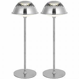 Настільна лампа LED бездротова сенсорна регульована яскравість водонепроникна акумуляторна 2 шт. Сріблястий хром - Фото 1