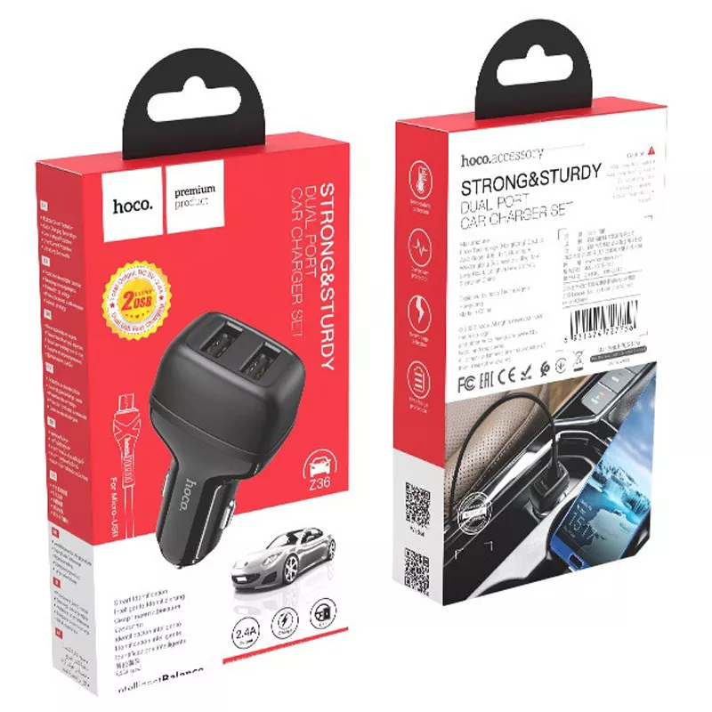 АЗУ Hoco Z36 (2USB/2.4A) MicroUSB, фото №6