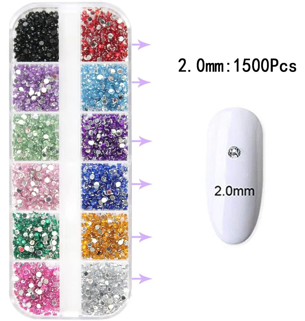 Стрази Плоскі для нігтів 1500 шт. Різнокольорові, фото №2