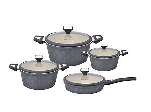 Набір каструль і сковорідок Die-Cast Granite 8-Piece Сірий - Фото 1