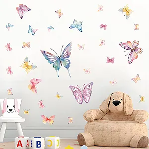 Наклейки на стіну Набір 8 шт Метелики Акварельні Різнокольорові - Фото 1
