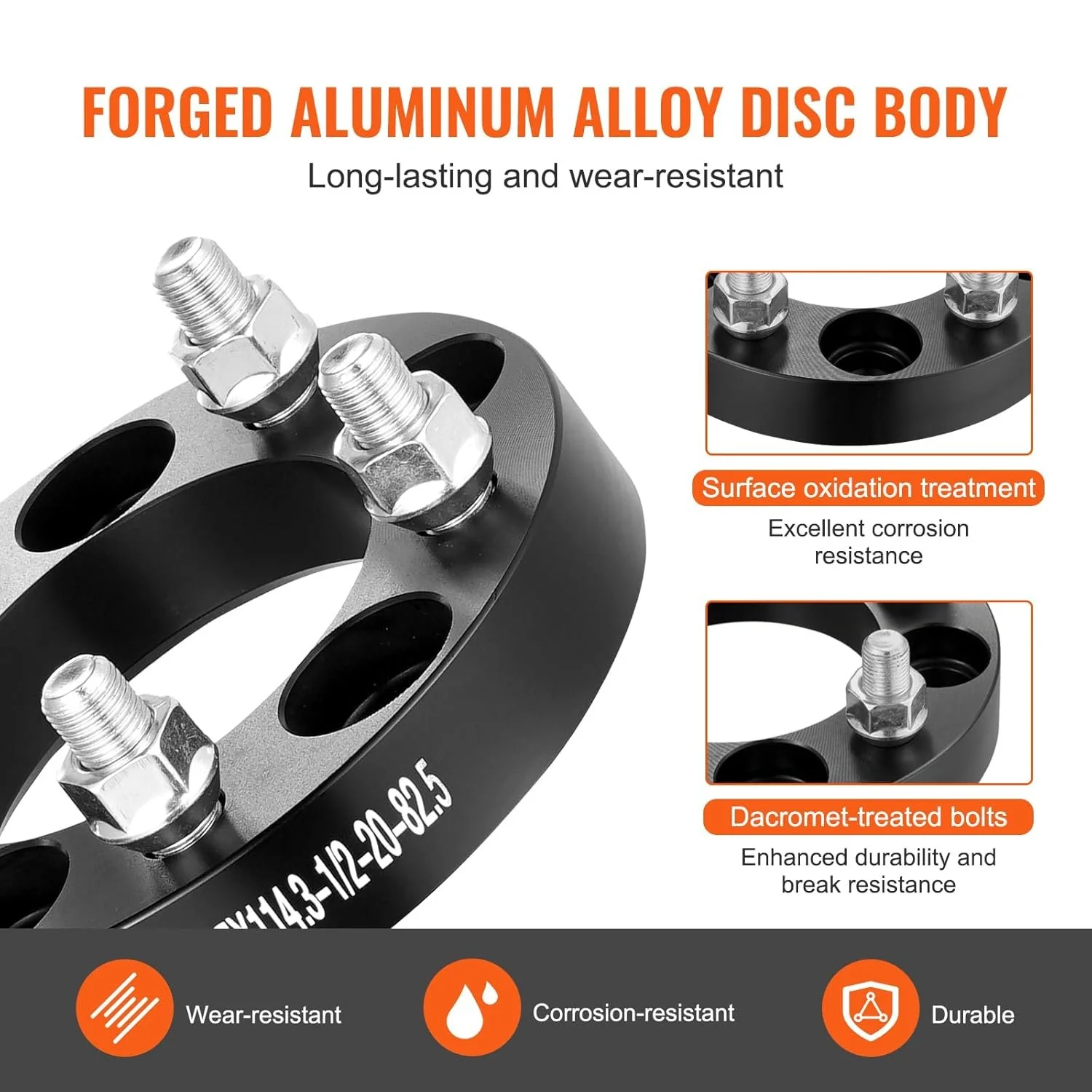 Проставки для коліс VEVOR 5450-5450-A-82.5-04 / Для Jeep та Ford 1984-2013 років випуску / 4 шт / Чорні, фото №6 Проставки для коліс VEVOR 5450-5450-A-82.5-04 / Для Jeep та Ford 1984-2013 років випуску / 4 шт / Чорні, фото №6