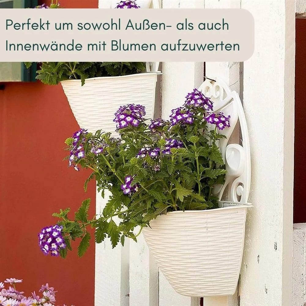 Настінний квітковий горщик GarPet Rattan Look Антрацит Пластиковий під ротанг для вулиці, фото №8