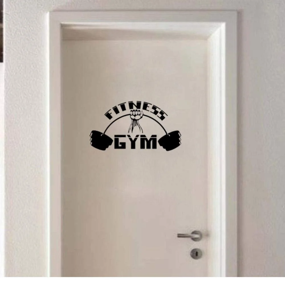 Наклейка на двері Фітнес Спорт Бодібілдинг Штанга 23 x 13 см, фото №1