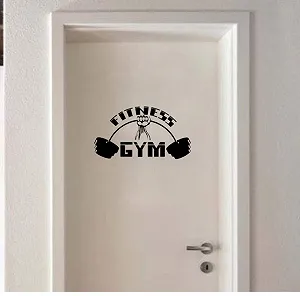 Наклейка на двері Фітнес Спорт Бодібілдинг Штанга 23 x 13 см - Фото 1