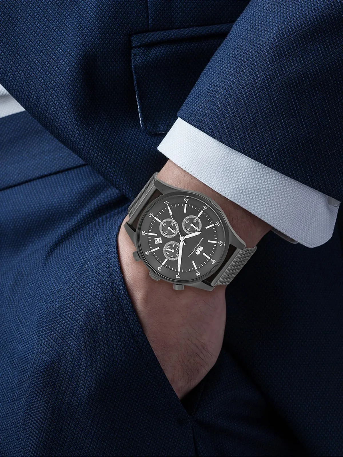 Часы Rhodenwald & Söhne Milanese 10010357 Мужские Аналоговые Кварцевые Хронограф Серый, фото №6