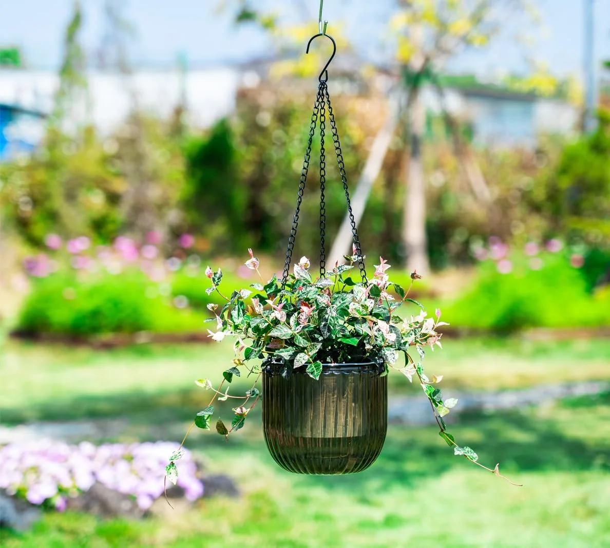 Підвісні квіткові горщики Набір з 2 шт 16.5 см Автополив Прозорий, фото №4