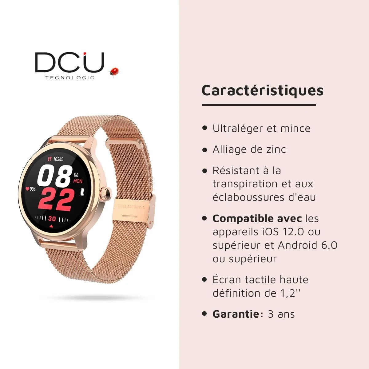 Смартчасы DCU TECNOLOGIC Sophie Женское Розовое Золото, фото №5