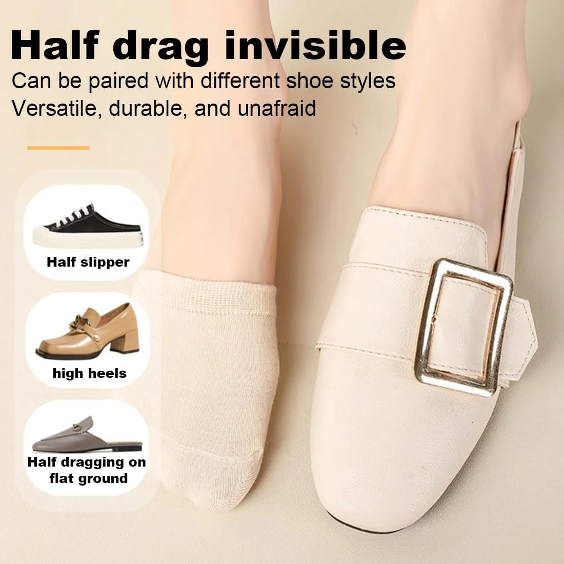 Женские носки с пальцами, полуноски с силиконовой подушечкой, носки для балеток, невидимые полуноски, дышащие, нескользящие носки для передней части стопы, подкладки для балеток и высоких каблуков, 4 пары, фото №5
